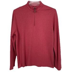 Mizzen+Main 1/4 Zip Sweater Mens L Red Casual Preppy Performance Golf Sports